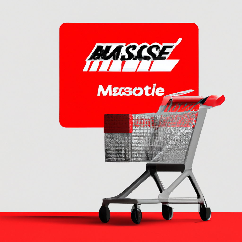 Ilustración 3D de carrito de compras con ticket y símbolo ARS